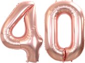 Ballon Feuille Numéro 40 Ans Rose Or Anniversaire Décoration Hélium Numéro Ballons Décoration De Fête Avec Paille - 86cm