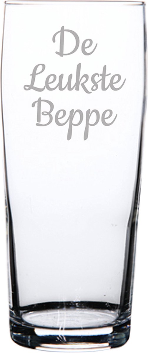 Gegraveerde bierfluitje 19cl De Leukste Beppe