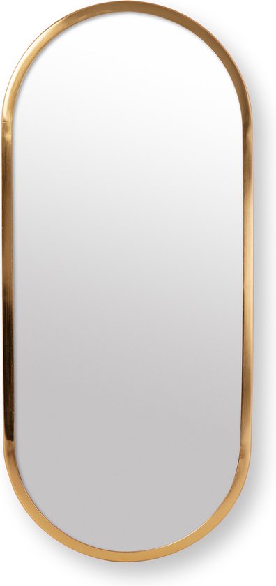 vtwonen Spiegel Ovaal - Wandspiegel - Woonaccessoires - Wanddecoratie - Goud - 50x20cm