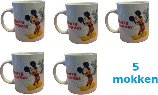 Mickey Mouse Kerst mok Merry Christmas Walt Disney - koffiemok - 5 stuks
