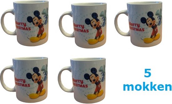 ik ben slaperig gitaar Afkeer 5x Mickey Mouse Kerst mok Merry Christmas Walt Disney - koffiemok | bol.com