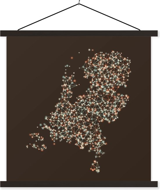 Illustration des Nederland en points colorés sur fond sombre affiche scolaire lattes plates noires 40x40 cm - Tirage photo sur affiche textielposter (décoration murale salon / chambre)