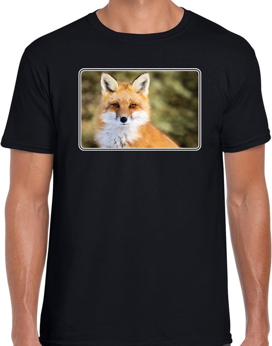 Chemise Animaux avec photo renard - noir - pour homme - t-shirt cadeau nature / renard - vêtements L