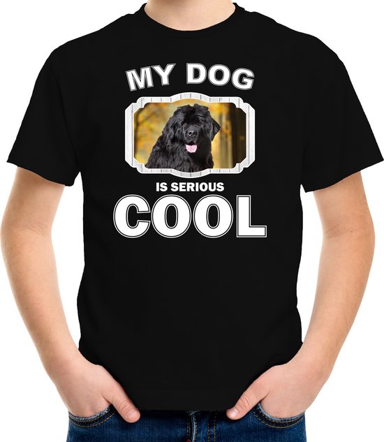 Newfoundlander  honden t-shirt my dog is serious cool zwart - kinderen - Newfoundlanders liefhebber cadeau shirt - kinderkleding / kleding 110/116