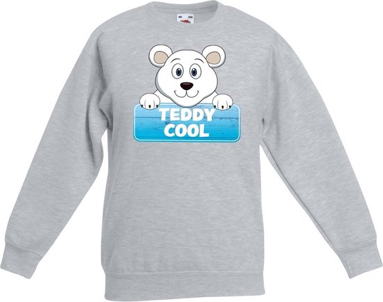 Teddy Cool de ijsbeer sweater grijs voor kinderen - unisex - ijsberen trui - kinderkleding / kleding 122/128
