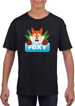 Foxy de vos t-shirt zwart voor kinderen - unisex - vossen shirt - kinderkleding / kleding 158/164