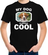 Kooiker honden t-shirt my dog is serious cool zwart - kinderen - Kooikerhondjes liefhebber cadeau shirt - kinderkleding / kleding 134/140