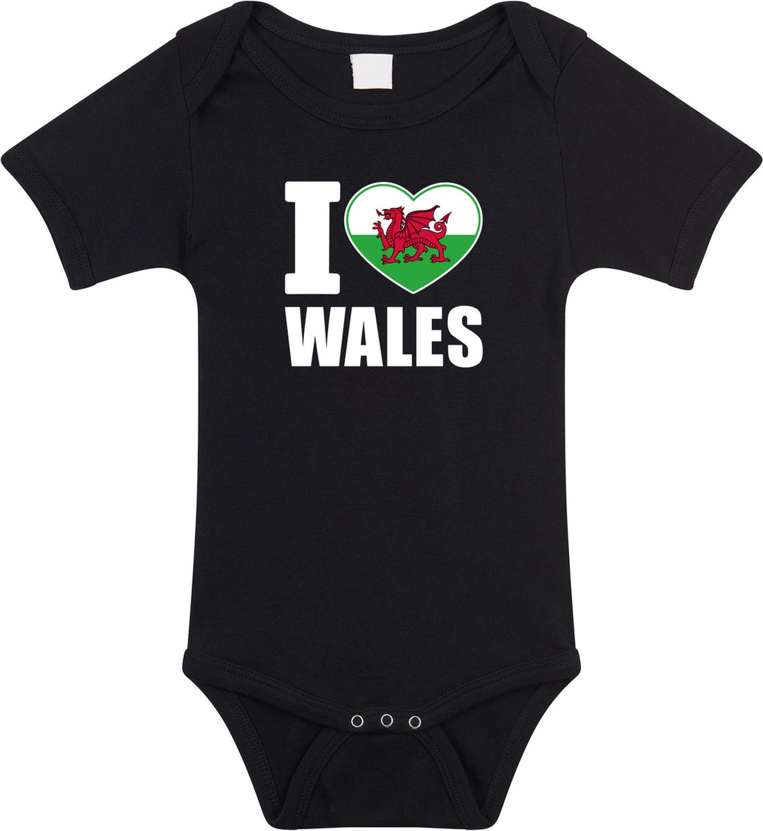 I love Wales baby rompertje zwart jongens en meisjes - Kraamcadeau - Babykleding - Wales landen romper 56