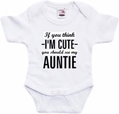 You think I am cute see my auntie tekst baby rompertje wit jongens en meisjes - Cadeau tante rompertje - Babykleding 68