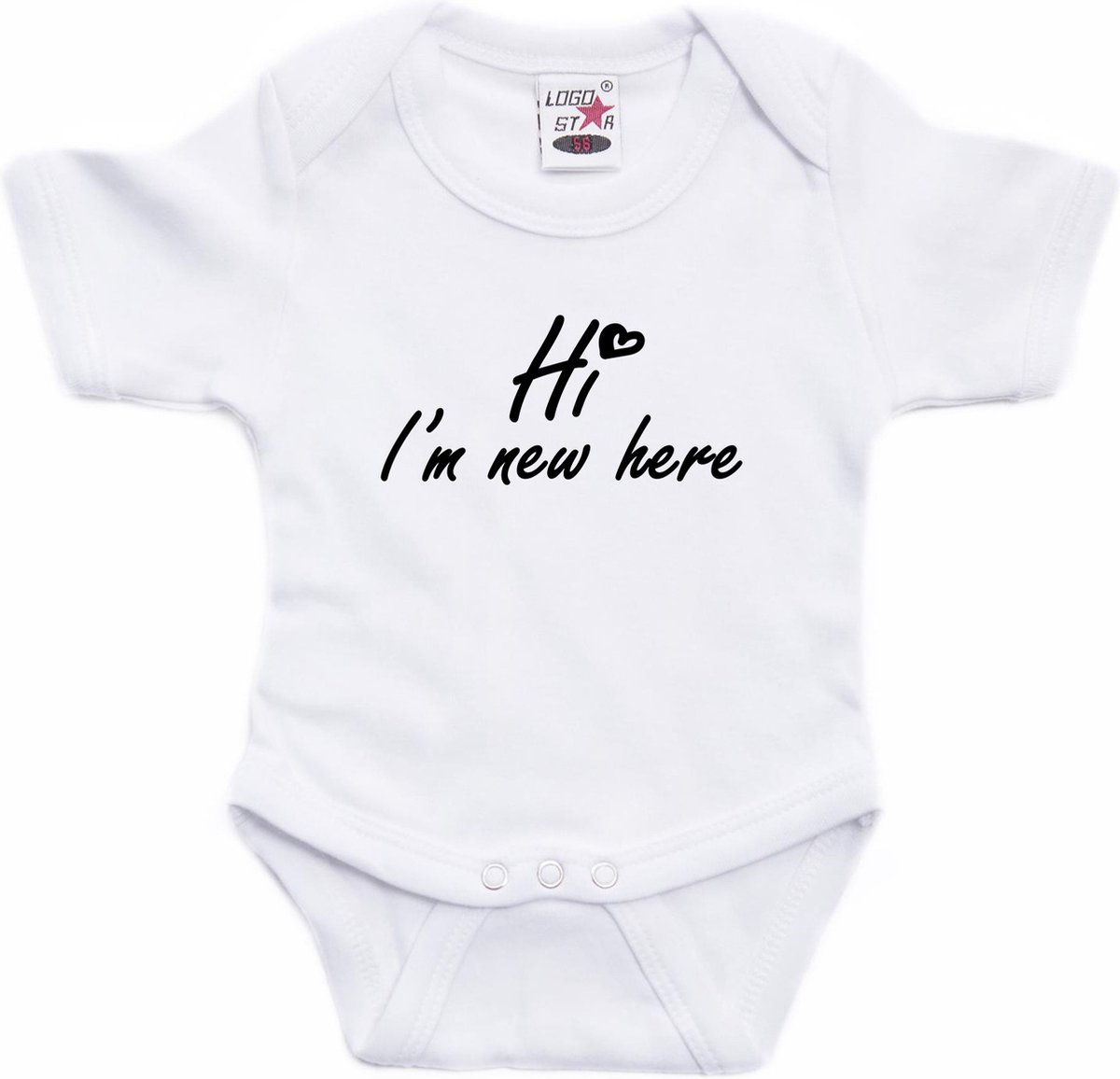 Hi Im new here gender reveal jongen cadeau tekst baby rompertje wit - Kraamcadeau - Babykleding 56