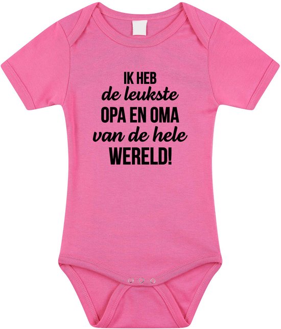 Le plus mignon grand-père et grand-mère texte bébé barboteuse filles roses - Cadeau grand-père et grand-mère - Vêtements de bébé 56 (1-2 mois)