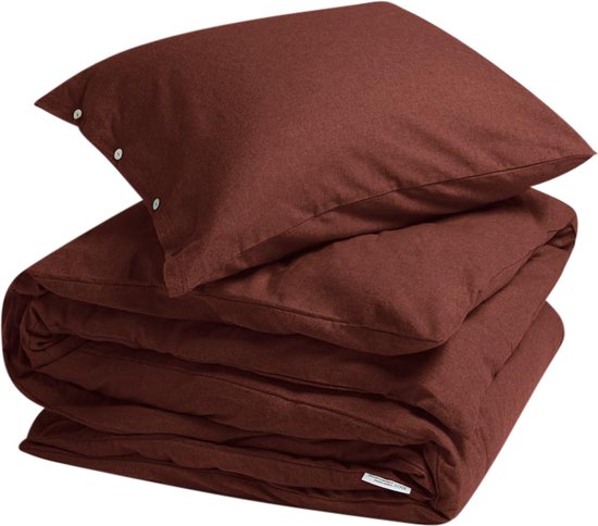 Yumeko dekbedovertrek velvet flanel fluweel rood 140x220 + 1/60x70 - Biologisch & ecologisch