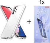Soft Back Cover Hoesje Geschikt voor: Samsung Galaxy A13 4G Silicone Transparant + 1X Tempered Glass Screenprotector - ZT Accessoires