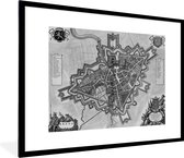 Fotolijst incl. Poster Zwart Wit- Stadskaart - Nederland - Zwart Wit - 80x60 cm - Posterlijst - Plattegrond