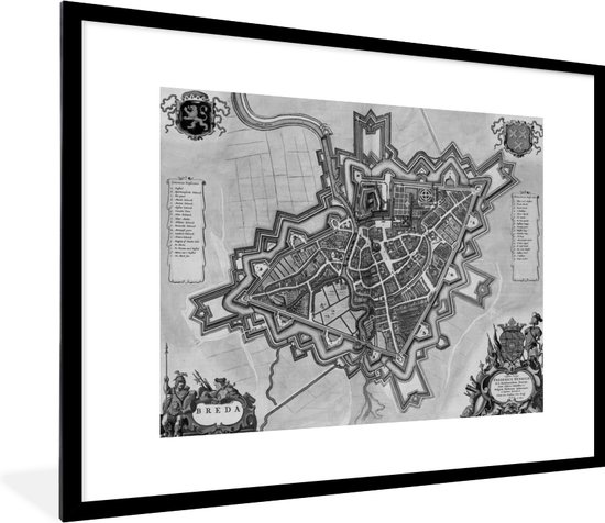Posters Zwart Wit - Plan de la ville - Nederland - Zwart Wit - 80x60 cm