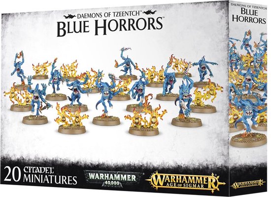 Boîte Warhammer Age of Sigmar Blue Horrors avec 20 figurines Citadel.