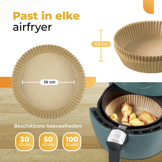 Papier cuisson Airfryer 16cm 100 pièces - accessoires airfryer - plat de  cuisson