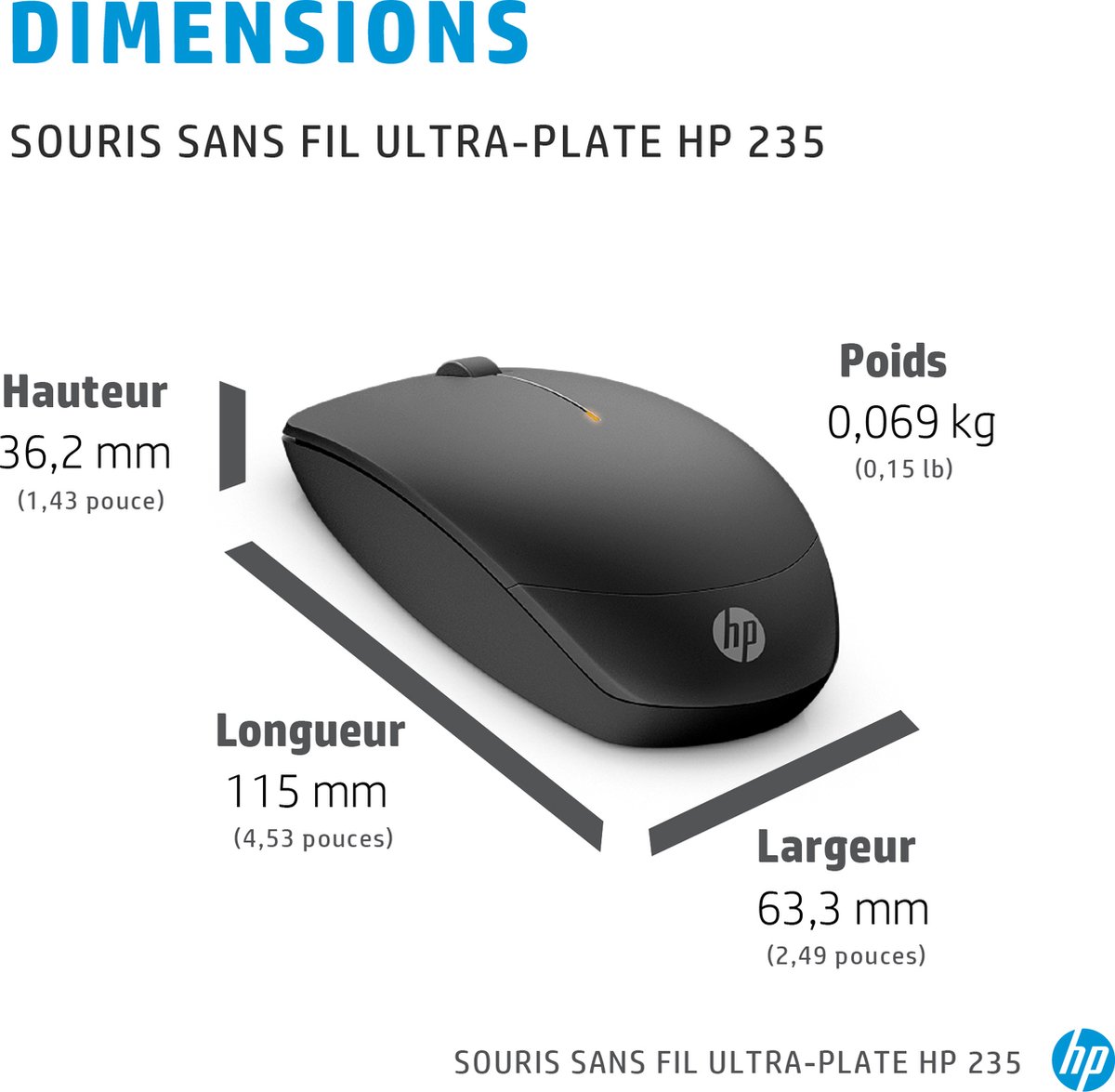 HP Souris sans fil ultra-plate 235