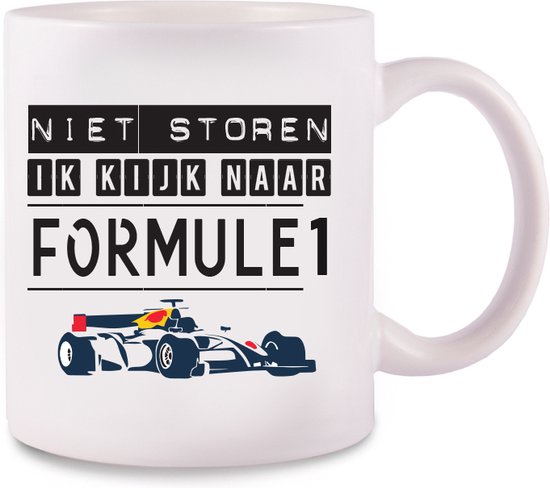 Foto: Mok niet storen ik kijk naar formule 1 kado formule 1 mok max kampioenen wereld kampioenen keramiek mok go max