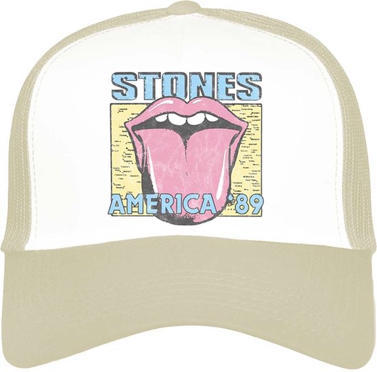 The Rolling Stones - America '89 Tour Map Trucker pet - Creme/Wit