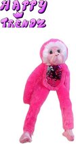 Happy Trendz® Apen knuffel - Roze - Glitter - Plakkende handen - Pluche