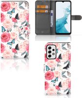 Smartphone Hoesje Geschikt voor Samsung Galaxy A23 Flipcase Cadeautjes voor Moederdag Butterfly Roses