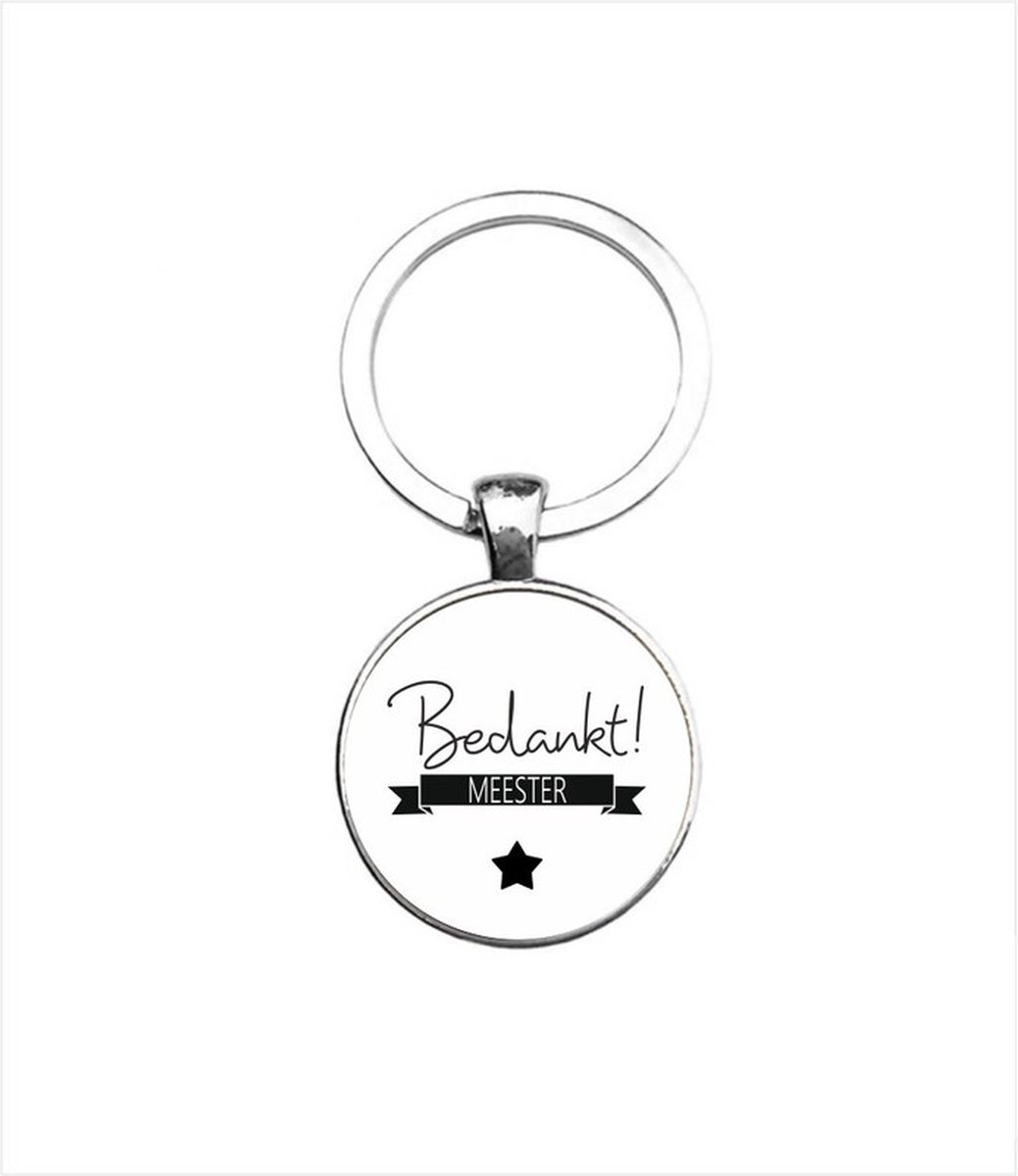 Sleutelhanger Glas -  Bedankt Meester