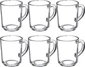 Theeglazen - waterglazen met handvat, set van 6, glazen bekers, sapglazen, bril voor thee, koffie, water, drank, ijsthee, sap, drinkglazen, koffieglazen (Nele, 250 ml)