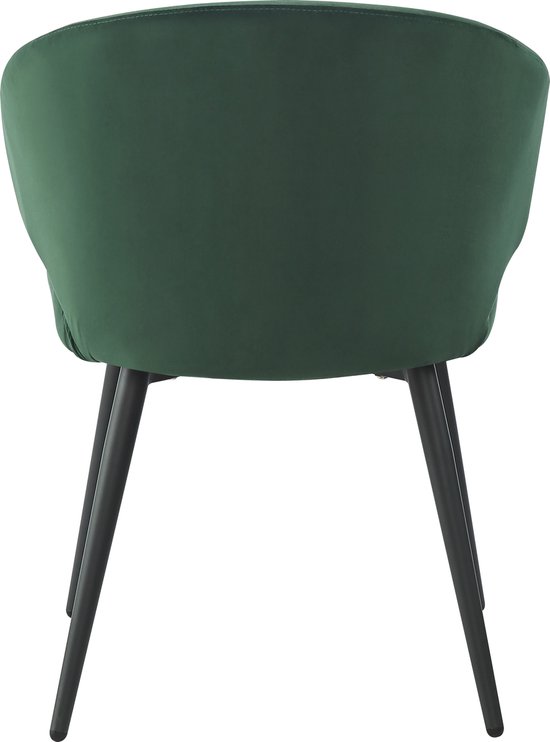 HTfurniture-Bull Chaise de Salle à Manger en Velours Vert Foncé avec Pied Noir