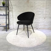 HTfurniture-Bull Black Velvet Dining Chair with Black Leg