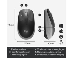 Logitech M190 - Muis - EMEA / MID GREY