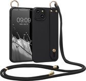 kwmobile Coque pour Apple iPhone 14 Plus - Coque pour téléphone avec cordon et poignée - Coque pour smartphone en noir