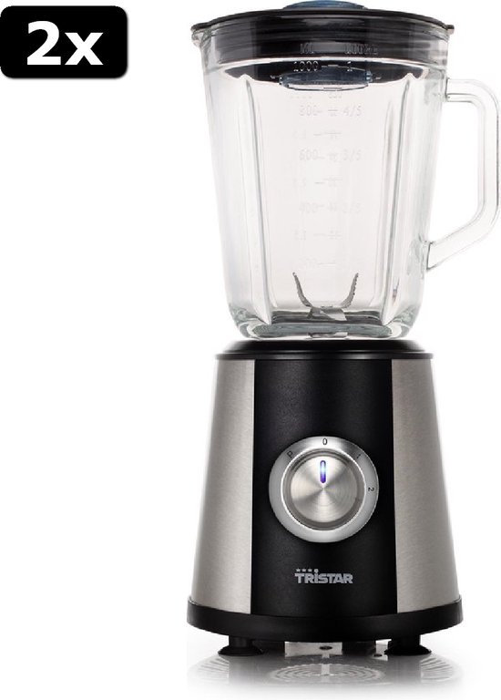 2x Tristar BL4441 Blender Glazen Kan 1 Liter 350 watt RVS messen Pulse functie