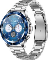 Belesy® XTRA - Smartwatch Heren – Smartwatch Dames - Horloge – Stappenteller – Calorieën - Hartslag – Bel functie - Je eigen foto als wijzerplaat - Kleurenscherm - Full Touch – Blauw - Milanees - Zilver - Moederdag