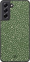 Casimoda® hoesje - Geschikt voor Samsung Galaxy S21 FE - Green Dots - Zwart TPU Backcover - Gestipt - Groen