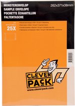 Cleverpack monsterenveloppen, ft 262 x 371 x 38 mm, met stripsluiting, wit, pak van 25 stuks 5 stuks