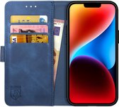 Rosso Element Book Case Wallet Hoesje Geschikt voor Apple iPhone 14 Plus | Portemonnee | 3 Pasjes | Magneetsluiting | Stand Functie | Blauw