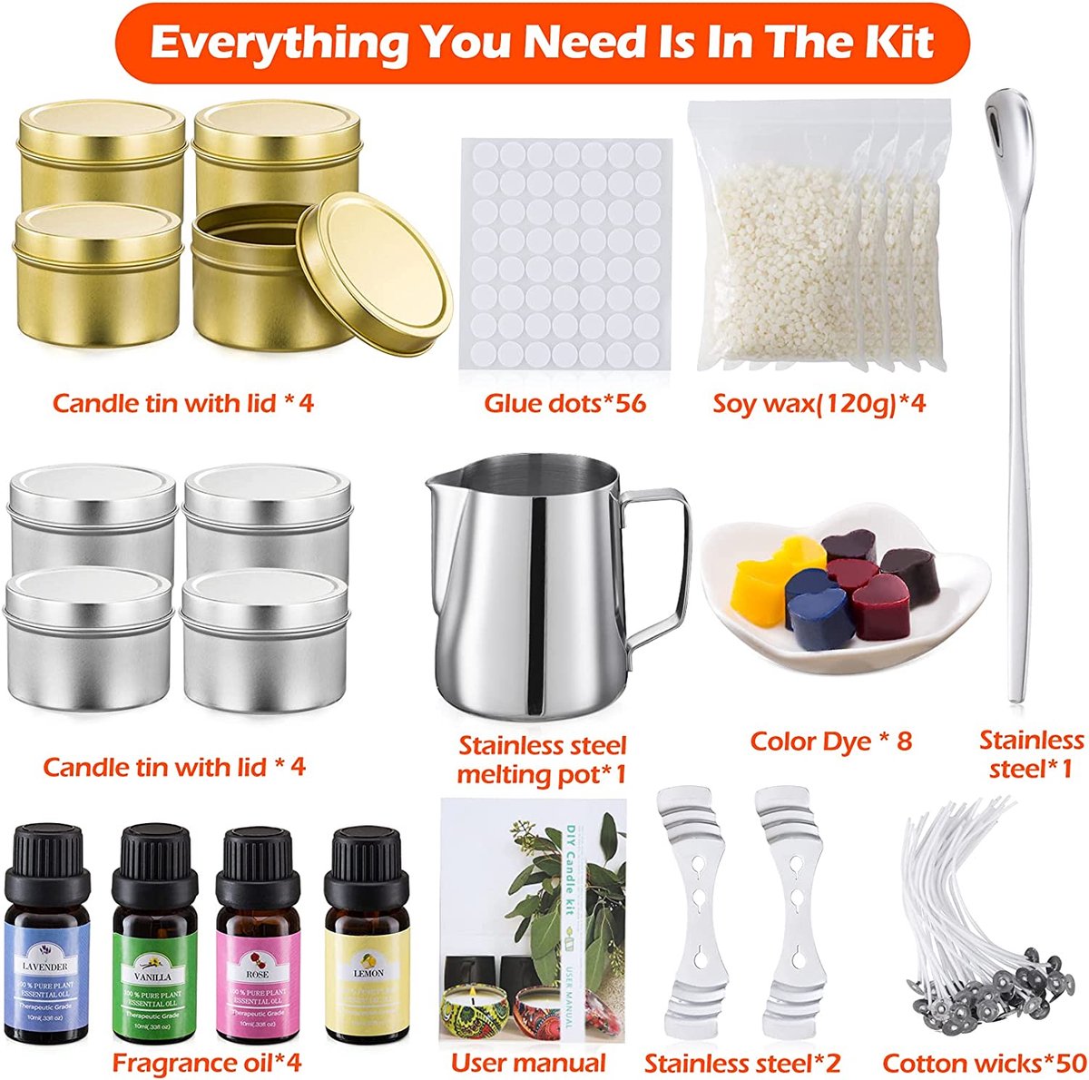 Kaarsen maken DIY - handmade candles set - zelf kaarsen maken set - DIY Candles — afbeelding 2