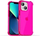 Smartphonica iPhone 13 transparant shockproof siliconen hoesje met stootrand - Neon Roze / Back Cover geschikt voor Apple iPhone 13