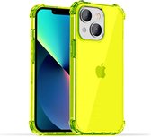 Smartphonica iPhone 13 transparant shockproof siliconen hoesje met stootrand - Neon Geel / Back Cover geschikt voor Apple iPhone 13