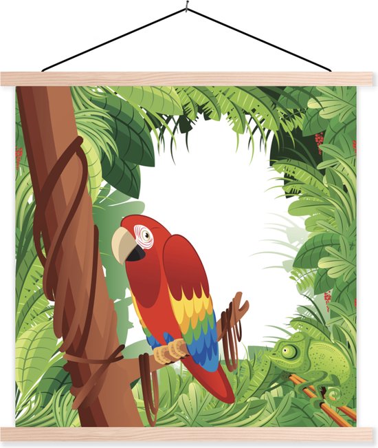 Tableau En Toile– Motif Perroquets Forêt Tropicale – Très Bon état - Décoration