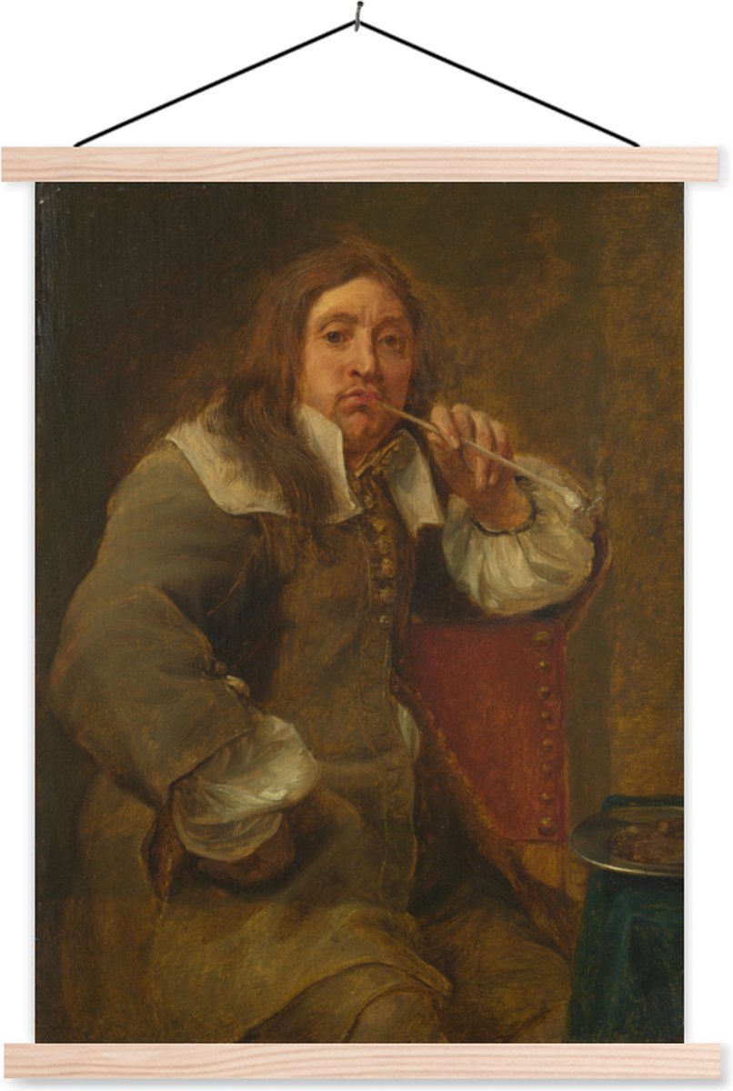 Posterhanger incl. Poster - Schoolplaat - Smell portrait of Lucas Fayd'herbe - Schilderij van Gonzola Conques - 90x120 cm - Blanke latten - TextilePosters