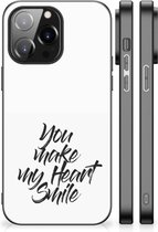 Backcover Soft Siliconen Hoesje iPhone 14 Pro Max Telefoonhoesje met Zwarte rand Heart Smile