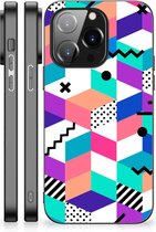 Telefoonhoesje iPhone 14 Pro TPU Back Cover met Zwarte rand Blokken Kleurrijke