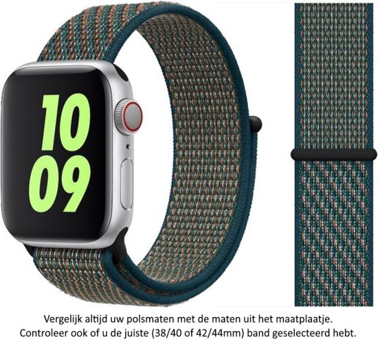 Bracelet de montre en nylon vert foncé/bleu avec orange Compatible avec  Apple Watch 1,... | bol.com