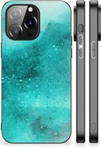 Siliconen Hoesje iPhone 14 Pro Max Telefoon Hoesje met Zwarte rand Painting Blue