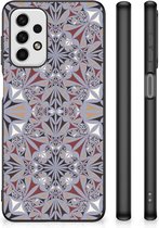 Hoesje Geschikt voor Samsung Galaxy A23 Telefoonhoesje met Zwarte rand Flower Tiles