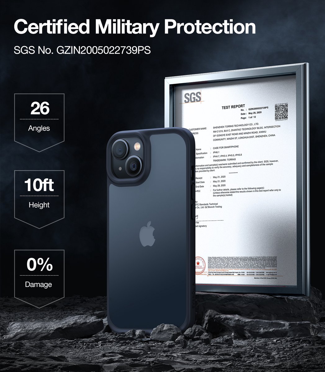 Torras hoesje geschikt voor iPhone 14 Plus Semi Transparant Shockproof hoesje - Black