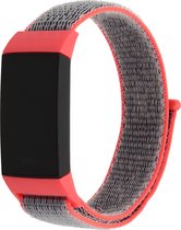 Bandje Voor Fitbit Charge 3 & 4 Nylon Band - Fel Roze - One Size - Horlogebandje, Armband