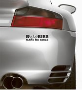Bumpersticker - B**bies Make Me Smile - 17x5 - Zwart
